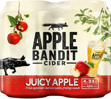 Apple Bandit Juicy Apple set met 4 blikjes van 33cl Apple Bandit Juicy Apple set met 4 blikjes van 33cl